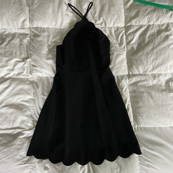 Lush scalloped hem open back little black dress - Picture 5 of 5